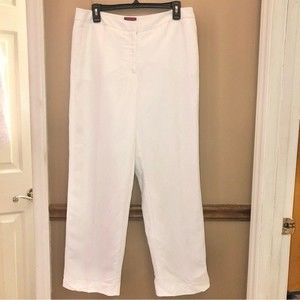 212 Collection Linen Blend Trouser Straight Wide Leg Pants White 10